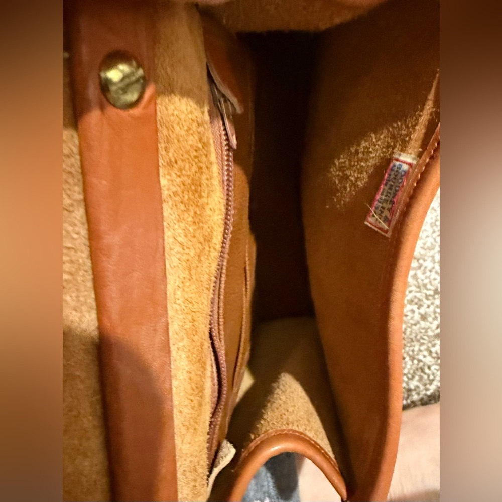 Vintage Dooney & Bourke Carpet Bag Small R47 Brown and Tan Purse Satchel Tote - Picture 4 of 7